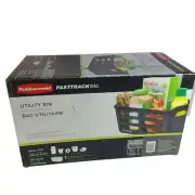 Rubbermaid Fast Track Rail Utility Bin Garage Storage 15.5" Resin Black