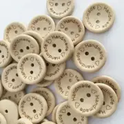 Wood Flatback 2 Holes Buttons Handmade Sewing Crafts Jeans Bag Art Button 100pcs