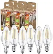 Osram Superstar+ Classic B FIL 40 LED Bulb, E14, Mini Candle Shape, 2.9 W, 470 lm, 2700 K, Warm White Light, Dimmable, LED Filament Technology, Very Energy Saving, Energy Efficiency Class C, Pack of 6