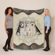 Funny Alaskan Malamute Dog Mandala Floral Blanket Christmas Gift For Dogs Lover