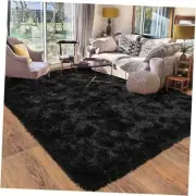 8x10 Area Rugs for Living Room, Ultra Soft Large Shag Black Living Room Rug