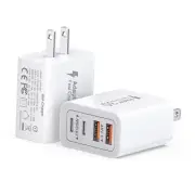 40W USB C Charger Block, 2-Pack 4-Port Type C Fast Charging Brick Dual White