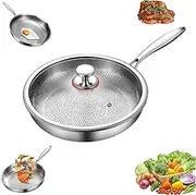 Pure Titanium Hammered Pan Pro, Non-Stick Titanium Hammered Pan Pro with Lid, Multifunctional Pots and Pans Set Non Stick TitaniumFrying Pans for Cooking, Compatible with All Cooktops (11.81in/30cm)