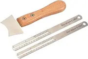 Guitar Straight Edge - Fret Cutter Stainless Steel | Measuring, Lightweight Portable Fret Cutter Slot Scraper With Wooden Handle for Cleaning