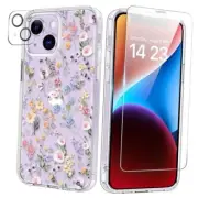 for Case with Screen Protector and Camera iPhone 14 Plus Blooming Wildflower