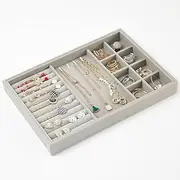 [MASTERDUAN] Jewelry organizer tray,Stackable jewelry drawer organizer for necklace ring watch bracelet,Velvet Earring Organizer (3-in-1 Combination)
