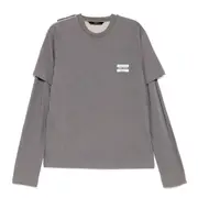 [pushBUTTON] Gray Sleeve Layered Jersey Top