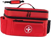 Empty First Aid Bag Portable Medical Storage Bag for Gym Camping Home Travel Car, Red