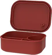 ZLHETWT Food Storage Container Silicone Food Storage Containers,Portable Container Leakproof Travel Meal Box with 4 Compartment Microwave Safe for Home Work Travel (Dark red)