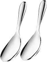 GLEAVI 2pcs Large Stainless Steel Rice Spoon Non Stick Cooking Utensils for Stirring Scooping Serving Versatile Kitchen Tools for Soup Tofu and More