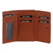 Pierre Cardin Leather Ladies Woven Design Tri-Fold Wallet in Tan