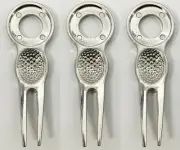 3 SILVER GOLF DIVOT REPAIR TOOL BULK LOT