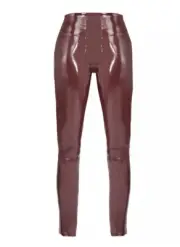 NWT SPANX 20301R Faux Patent Leather Leggings in Ruby Glossy XS