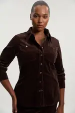Plus Size Stretch Cord Tailored Shirt