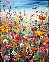 KEUASDV DIY Oil Painting, Paint by Number Kits on Canvas, Painting for Adults, Kids, Students and Beginner Arts Craft for Home Wall Decor 16 x 20 inch (Colorful Flower)