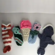 Popsicle Freeze pop Icee Gogurt Holder Pan Handle Cover Crochet Handmade Cute