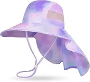 [MHJY] Kids Sun Hat for Girls Beach Hat Wide Brim Summer Hat Neck Flap Plat Hat for Toddler Kids 2-9 Years