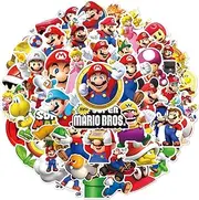 Super Mario Bros Stickers for Kids Cute Cartoon Game Laptop Stickers 50 Pcs Game Sticker Water Bottle Waterproof Vinyl VSCO Decals for Kids Teens and Adults