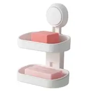 Double Layer Soap Dish Suction Cup Soap Holder, Strong Sponge Holder for White