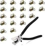 SPEEDWOX 20 Pcs 1 Inch Key Chain Fob Hardware with Split Rings Key Fob Pliers Kit 1 Pair of Rubber Tips Glass Breaking Pliers Tool for Webbing Fabric Strapping Wristlet Antique Brass Key Fob