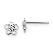 Madi K Kid's Post Earrings 14k White Gold CZ Flower Shape, 5 mm