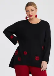 [TS] Taking Shape Felt Spot Natural Tulip Jumper Size 14 in Black / Ribbon RED, Viscose - Plus Size Women's Clothing Black / Ribbon Red