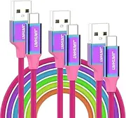 JianHan USB C Cable 3-Pack [10ft+6.6ft+3.3ft] USB A to Type C Cable Fast Charging Colourful Rainbow Braided USB C Charging Cord for Samsung Galaxy S22 S21 S20 S10 S10e S9 Plus S8 Note 10 9 8 A5 A7 LG