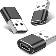 USB to USB-C Adapter, (3 Packs) Charging and Data Converter Type C Female to Type A Male, Compatible with iPhone 15/14/13/12 Plus Pro Max Mini, iPad Pro Air, Mac, Laptop, Galaxy S23/S22/S21