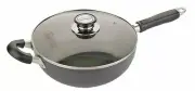 Non-Stick Aluminum Stir Fry Pan With Glass Lid, 3.5/4.5/5.5/6.5/7.5 Quarts
