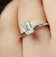 4.00 CTW Emerald Moissanite Basket Set Claw Prong Engagement Ring 14K White Gold