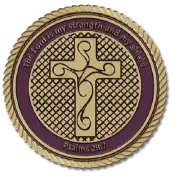 Cross Shield Medallion for Box Cremation Urn/Flag Case - 2 Inch Diameter