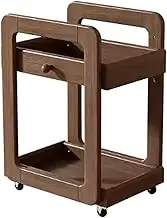 Rubber Wood Movable Cart School Bag Rack Bookshelf Children's Solid Wood Storage Rack for Bedroom, Playroom, Classroom