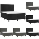 Box Spring Bed with Mattress and LED Dark Grey Base Double Size Velvet vidaXL