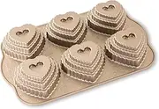 Nordic Ware Cast Bundt Bakeware Tiered Heart Cakelets Toffee, 3-Cup