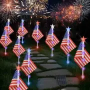 4th of July Decorations Outdoor American Flag Lights, 6-Pack Red White and Bl...