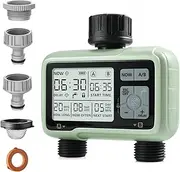 Water Timer for Garden Hose, 2 Outlet Smart Sprinkler Timer, Automatic & Manual Watering Modes, Programmable Digital Irrigation Controller, for Yard Lawn Yards and Greenhouses
