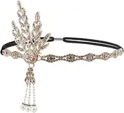 Costume Bay 1920's Charleston Flapper Feather Headband Headpiece Sequin Party Costume (Flapper Gold Headpiece, ONE)