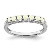 Sterling Silver Created Opal and Diamond Ring