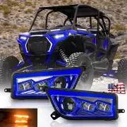 for Polaris Razor XP 1000 & XP 900 & General RZR LED Halo Headlights Blue TURN