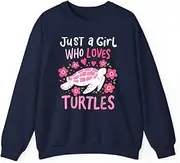 [X.Style] Just a Girl Who Loves Turtles Turtle ds034 Sweater Navy S