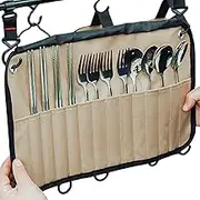 Mwqpgyh Chefs Knife Roll Bag Camping Cutlery Roll Cutlery Organizer Portable Multi Pocket Canvas Utensil Storage Holder Multi-Purpose Brush Rolls Bag Travel Tool Rolls Pouch for Camping Barbecue
