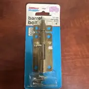 Vintage NOS National 4 In. Dull Brass Finish Steel Door Barrel Bolt 151-688
