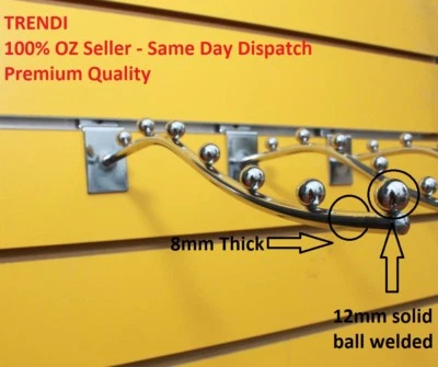 48 Slatwall Waterfall Garment clothing Hanger Rack arm hook 7 Bead Retail shop