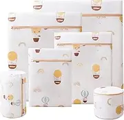 6 Pcs Durable Honeycomb Mesh Laundry Bags, Laundry Bra Lingerie Cute Balloon Printing Mesh Wash Bags for Delicates