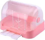 Baby Bottle Holder, Portable Toddle'r Bottles Storage Box with Lid Cover Anti-dus't Protection, Bottle Rack Dryer with Lid, Bottle Storage Box with Removable Drain Tray for Home Kitchen Cabinet