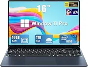 FUNYET Gaming Laptop, 16 Inch Laptop Computer with Windows 11 Pro, Intel 12th Gen N150 Processor(up to 3.6GHz), 16GB RAM 1TB SSD, Backlit Keyboard, FHD 1920 * 1200, Bluetooth. Dark Blue.
