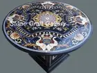 42" Marble Center Coffee Table Top Pietra Dura Inlay With Marble Stand