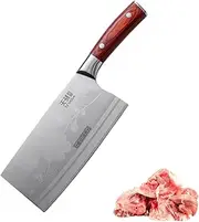 TJ POP Professional Chinese Chef's Knife 7.4 Inch, Ultra Sharp Meat Cleaver Kitchen Knife, Full-Tang Chopping Knife with Wooden Handle, Stainless Steel Blade Thickness 2.5 mm, TJ SEGA Series TC19033