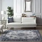 Extra Large Blue Grey Soft Beautiful Blossom Mandala Carpet Hallway Rug 8mm Pile