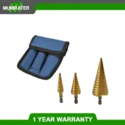 3 Pcs HSS Step Drill Bit Set Titanium Coated High-Speed Steel Cone Drill Bit New